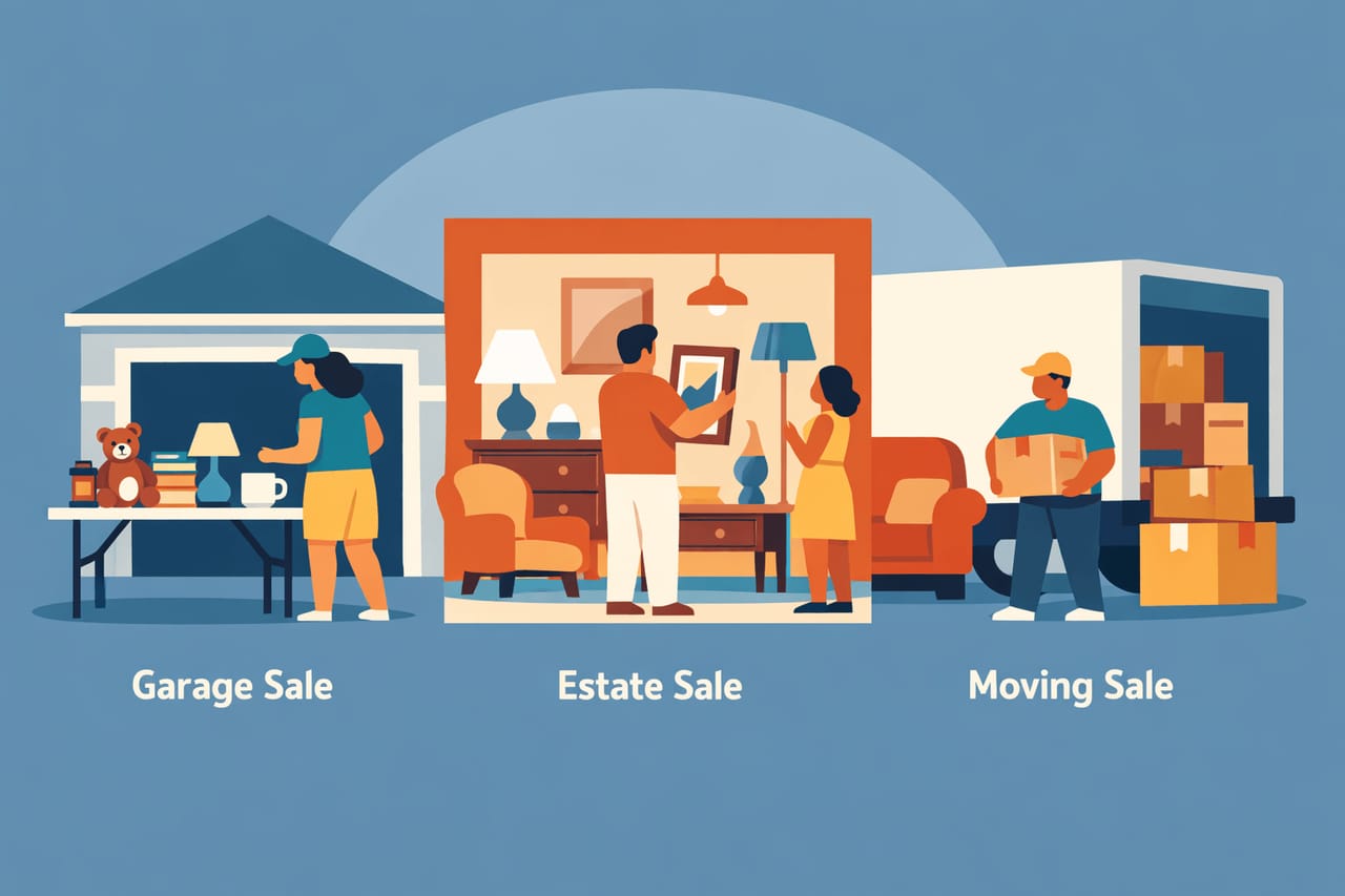 Estate Sale vs. Garage Sale vs. Moving Sale — Which One Should You Host?
